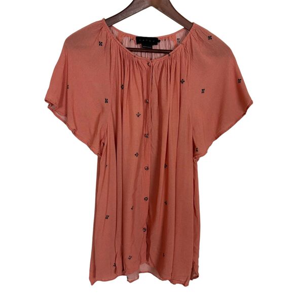 Hatch The Carmen Maternity Top Peach Orange Button Front Women's Small Size 1 - Picture 3 of 8